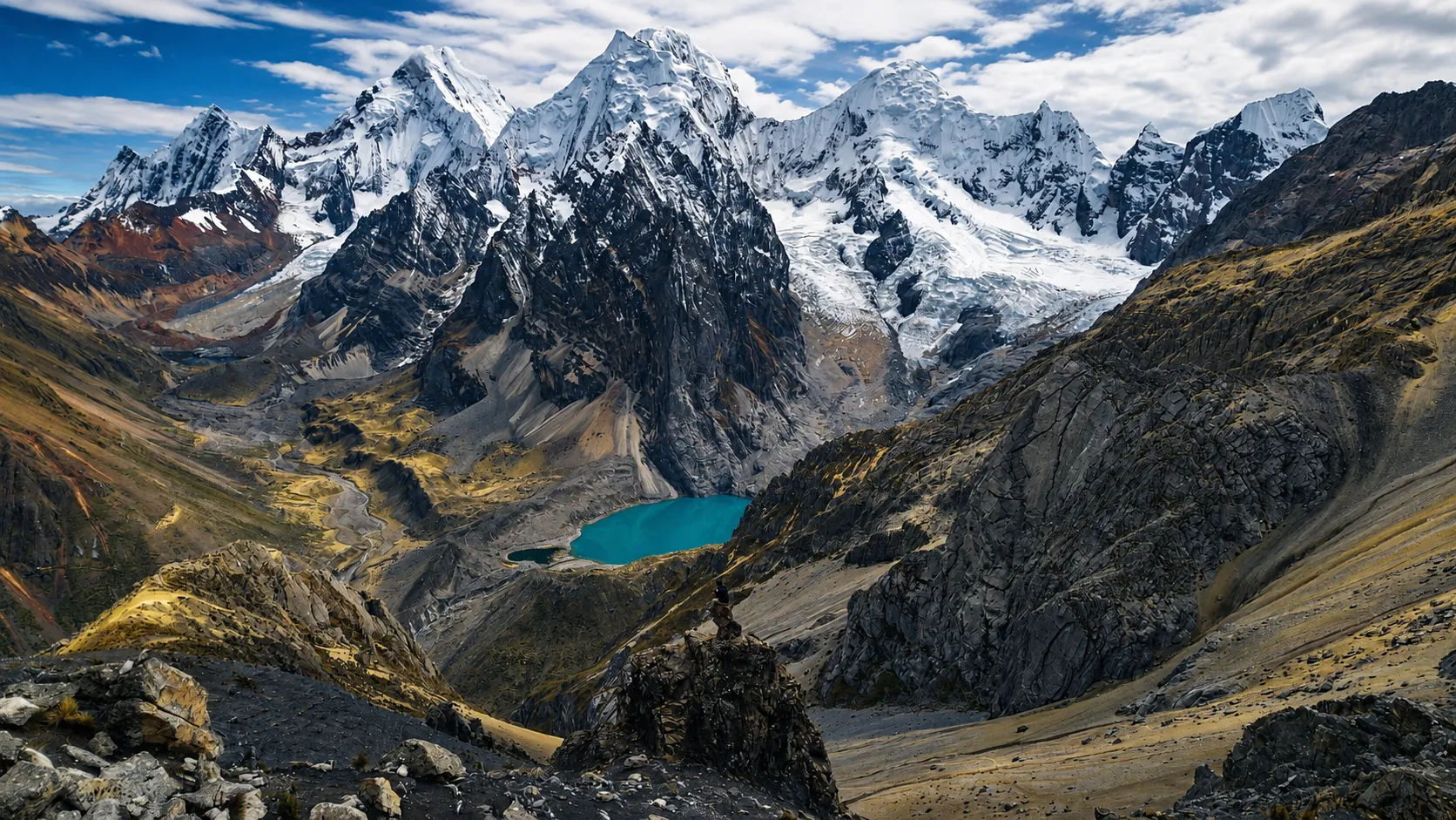 Vue panoramique depuis le mirador San Antonio, cordillère Huayhuash